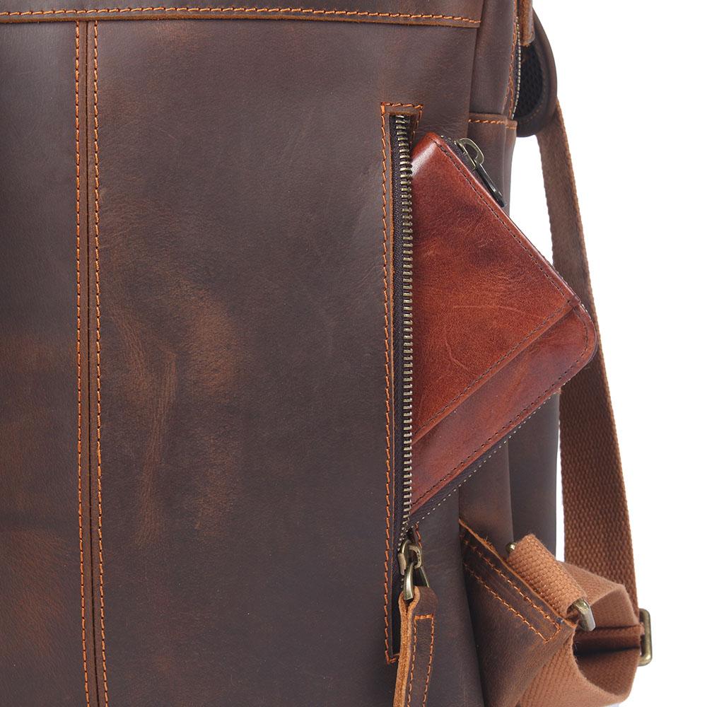 Brown Leather Rucksack BJORVIK 18L – Vintage Lederrucksack Unisex
