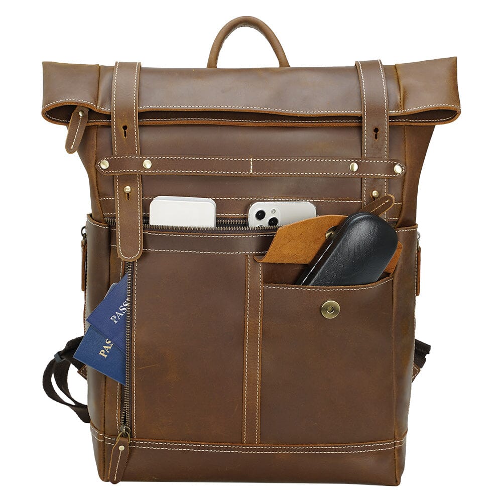 Leder Laptop Rucksack 16,5L Valeron – Business Backpack aus Echtleder