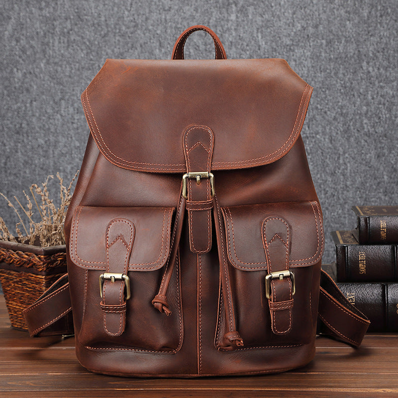 Leder Schulranzen Rucksack 16L Oklair – Vintage Satchel aus Leder