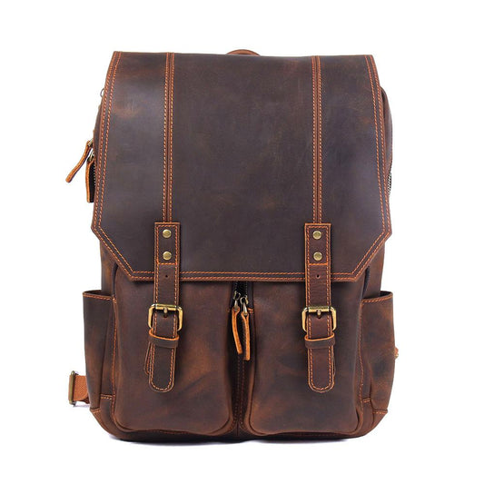 Brown Leather Rucksack BJORVIK 18L – Vintage Lederrucksack Unisex