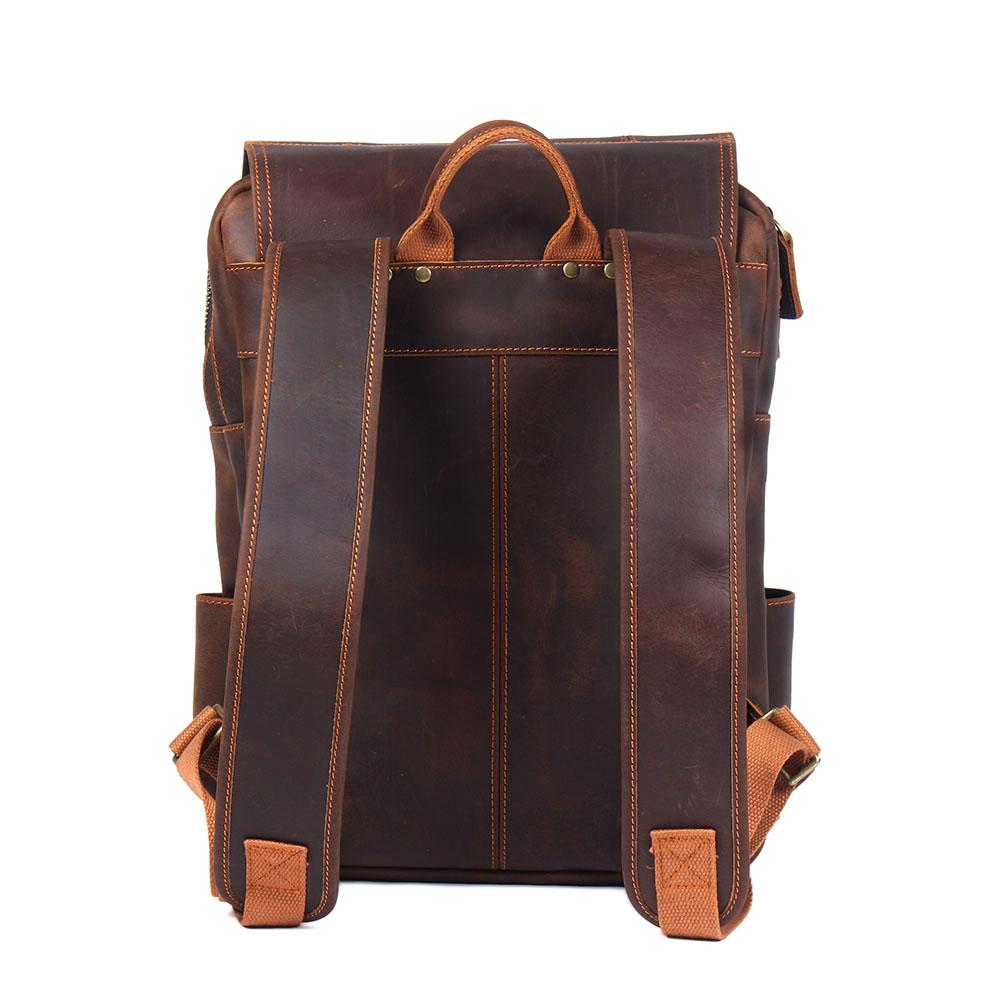 Brown Leather Rucksack BJORVIK 18L – Vintage Lederrucksack Unisex