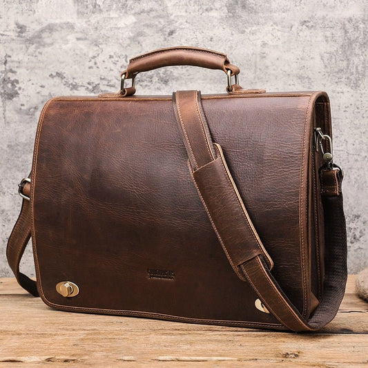 Vintage Leder Aktentasche für 15,6" Laptop – robust & elegant