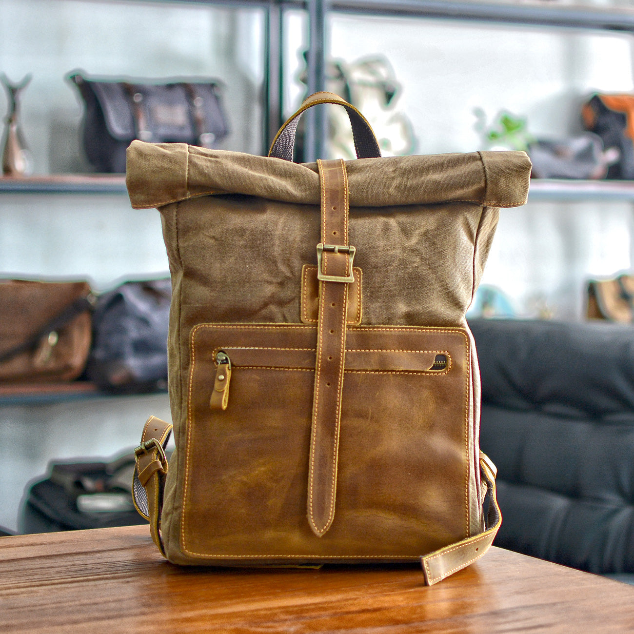 Waxed Canvas Rucksack 13L aus Canvas & Leder – Vintage Alltagsrucksack NORDMARK