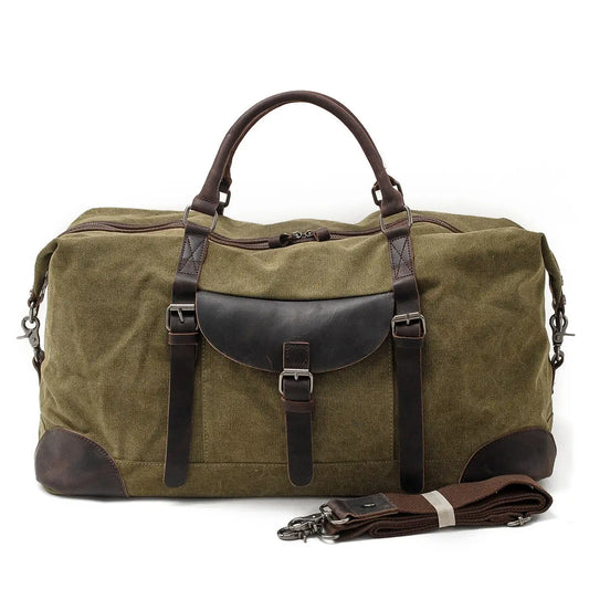 Duffelbag Polen – Vintage Canvas Weekender 56L aus Leder