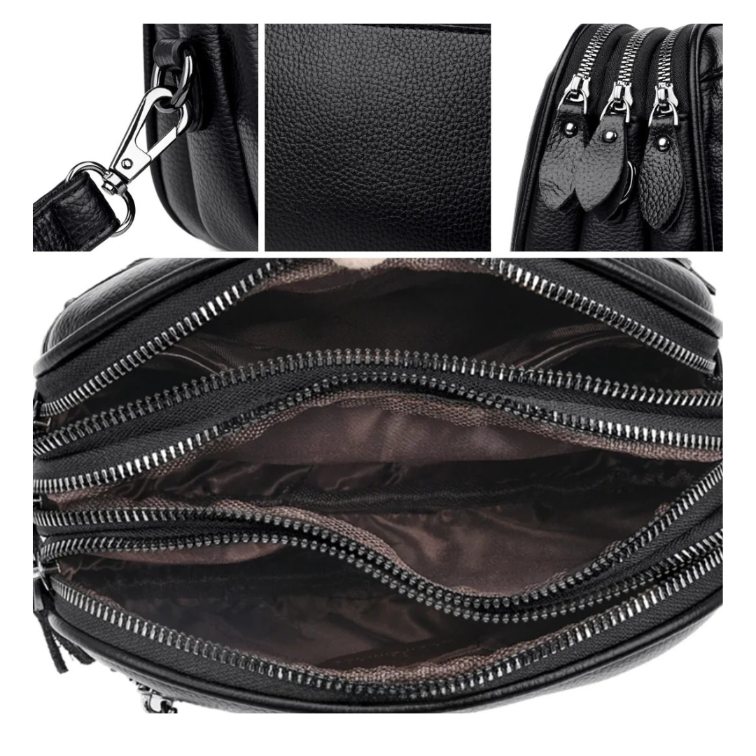 Elegante Umhängetasche 3L aus Leder mit verstellbarem Riemen