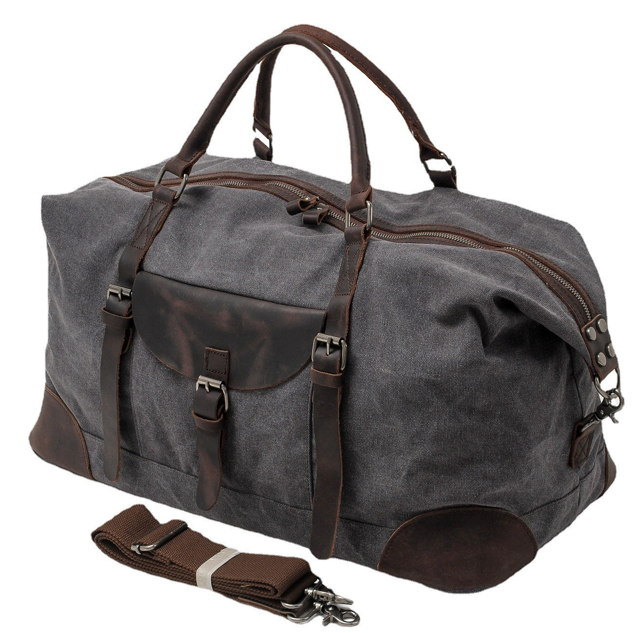 Duffelbag Polen – Vintage Canvas Weekender 56L aus Leder
