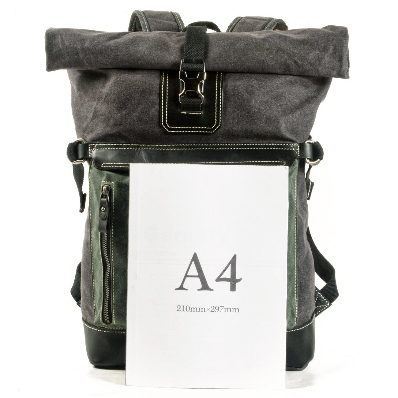 College Rucksack 17L aus Canvas & Leder – Vintage Schulrucksack LINDHOLM