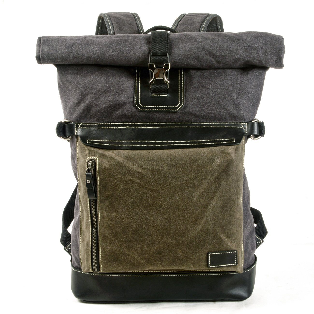 College Rucksack 17L aus Canvas & Leder – Vintage Schulrucksack LINDHOLM