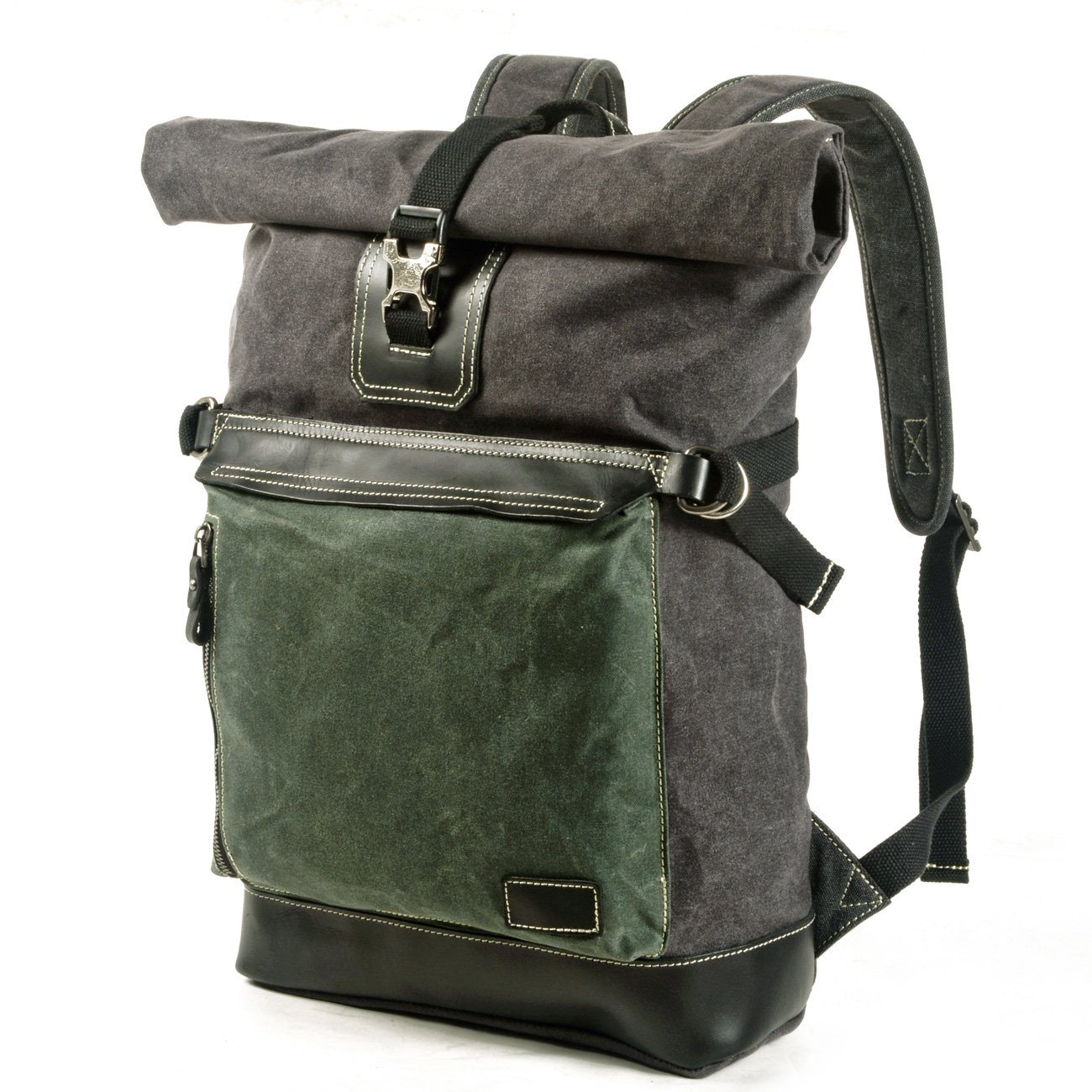 College Rucksack 17L aus Canvas & Leder – Vintage Schulrucksack LINDHOLM