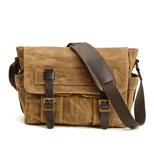 Umhängetasche Herren – Vintage Canvas Tasche mit Lederdetails