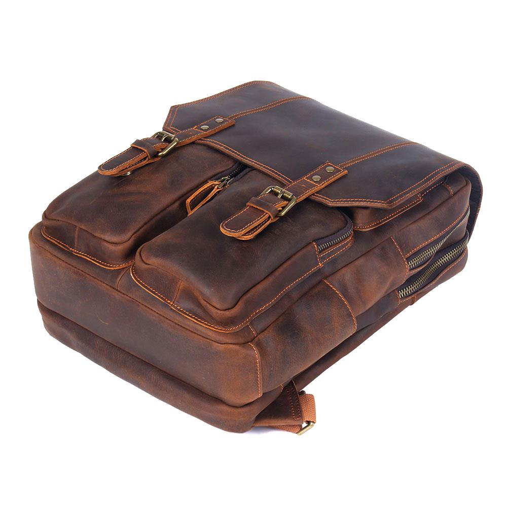 Brown Leather Rucksack BJORVIK 18L – Vintage Lederrucksack Unisex