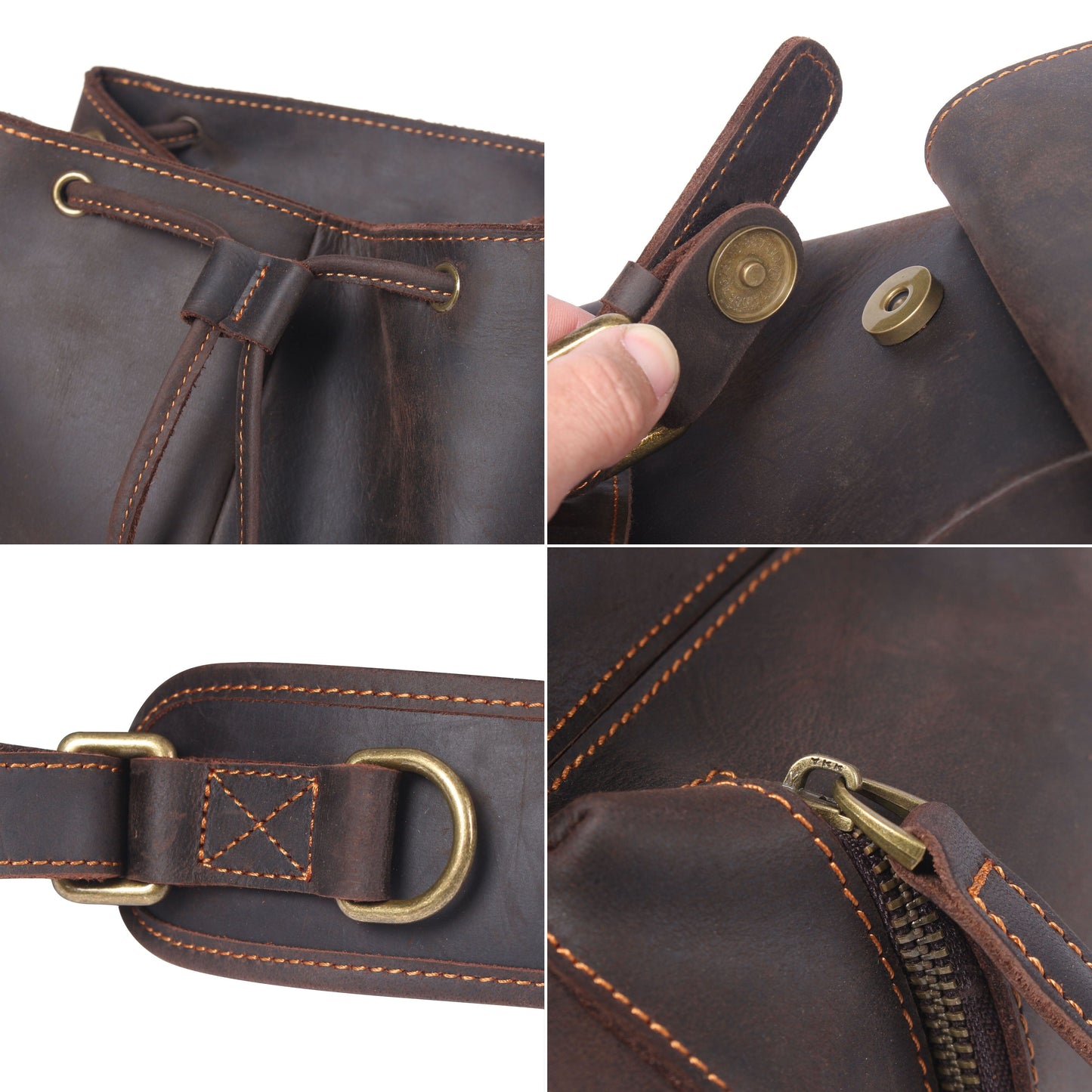 Leder Turnbeutel Rucksack 14L Darven – Vintage Backpack aus Echtleder