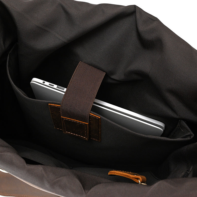 Rolltop Leder Rucksack 20L Indoro – Vintage Echtleder Backpack