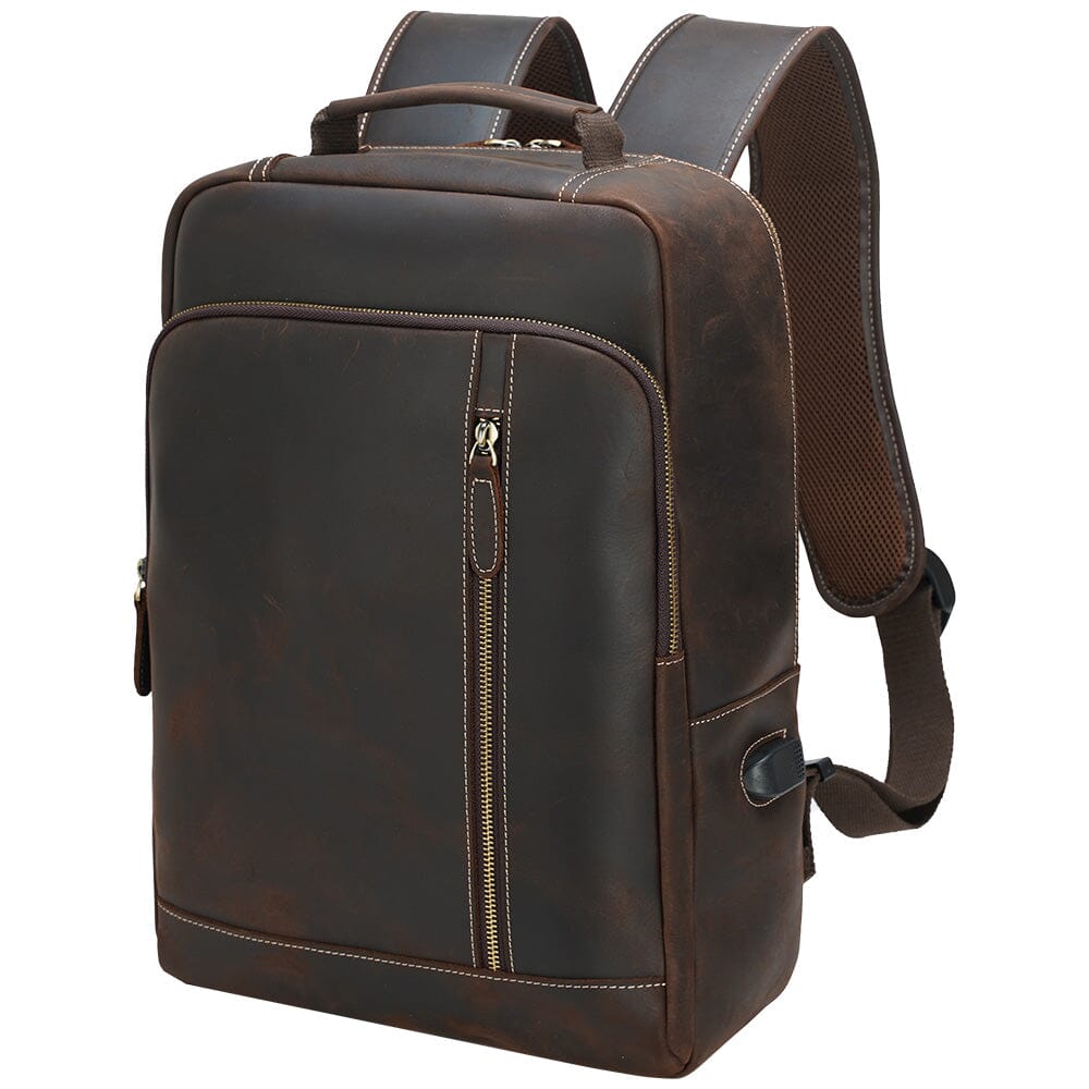 Crazy Horse Leder Rucksack 17L Montaro – Vintage Backpack aus Echtleder