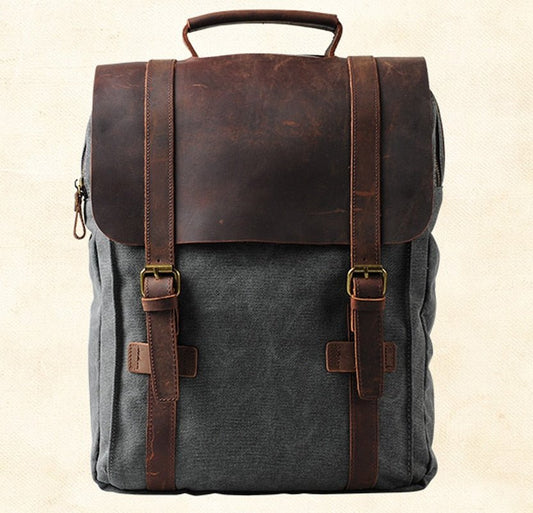 Vintage Rucksack aus Canvas & Leder – robust, stilvoll & funktional