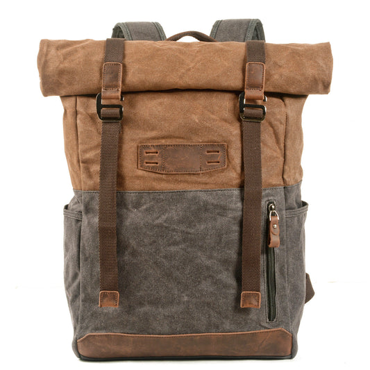 Canvas Tasche – Vintage Rucksack mit Rolltop & Laptopfach