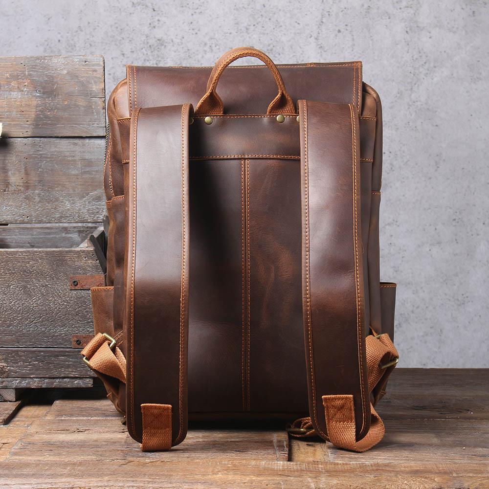 Brown Leather Rucksack BJORVIK 18L – Vintage Lederrucksack Unisex