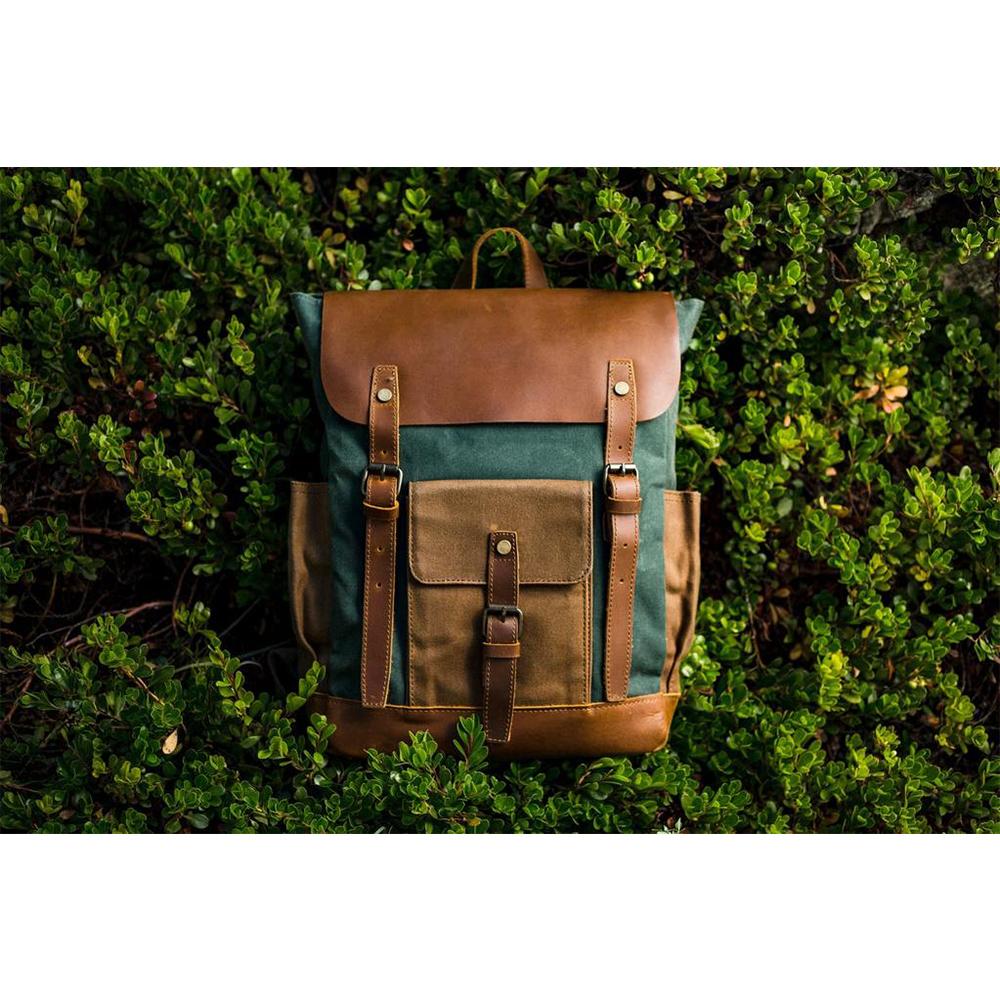 Retro Rucksack Schweden – Vintage Canvas Rucksack mit Laptopfach 18L