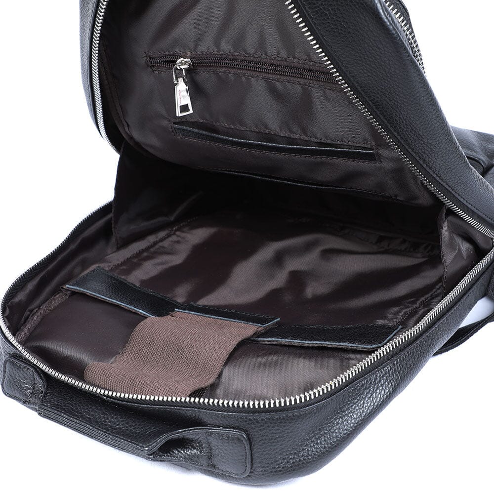 Schwarzer Leder Rucksack 16L Nocteris – Urban Backpack aus Echtleder