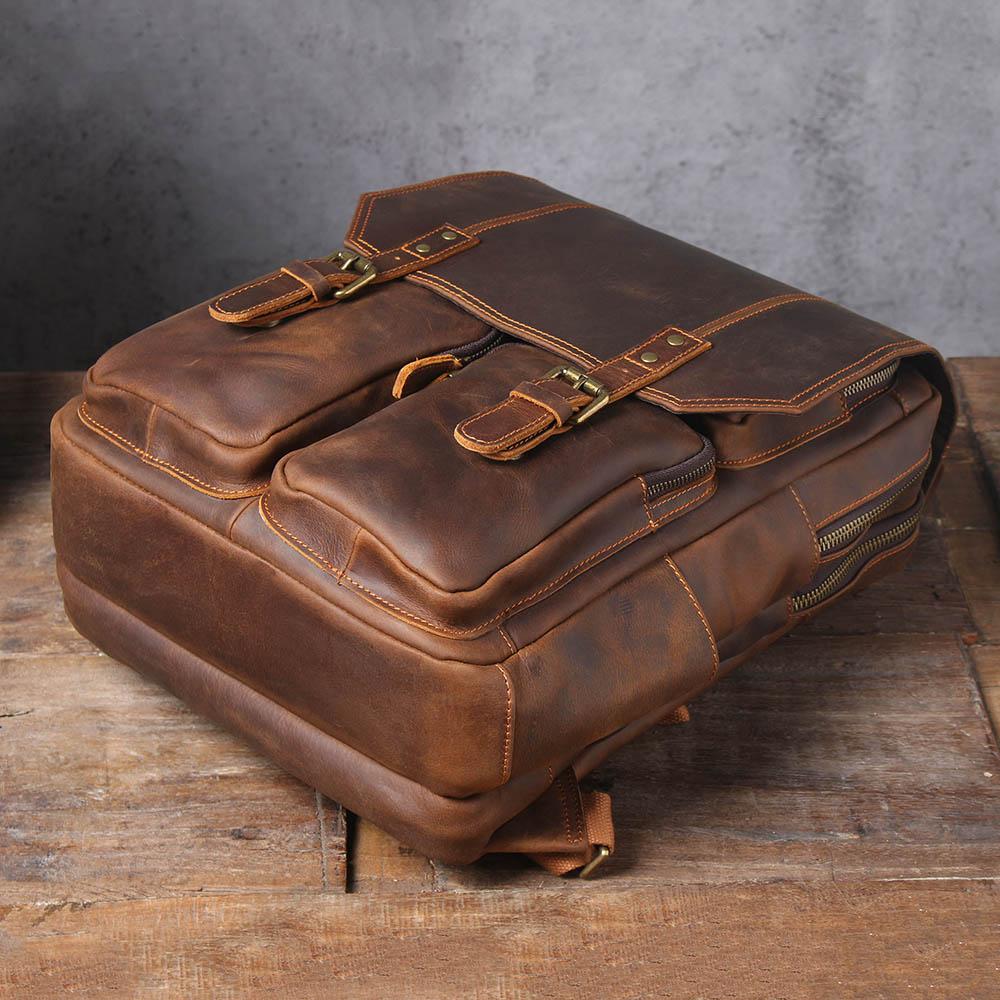 Brown Leather Rucksack BJORVIK 18L – Vintage Lederrucksack Unisex