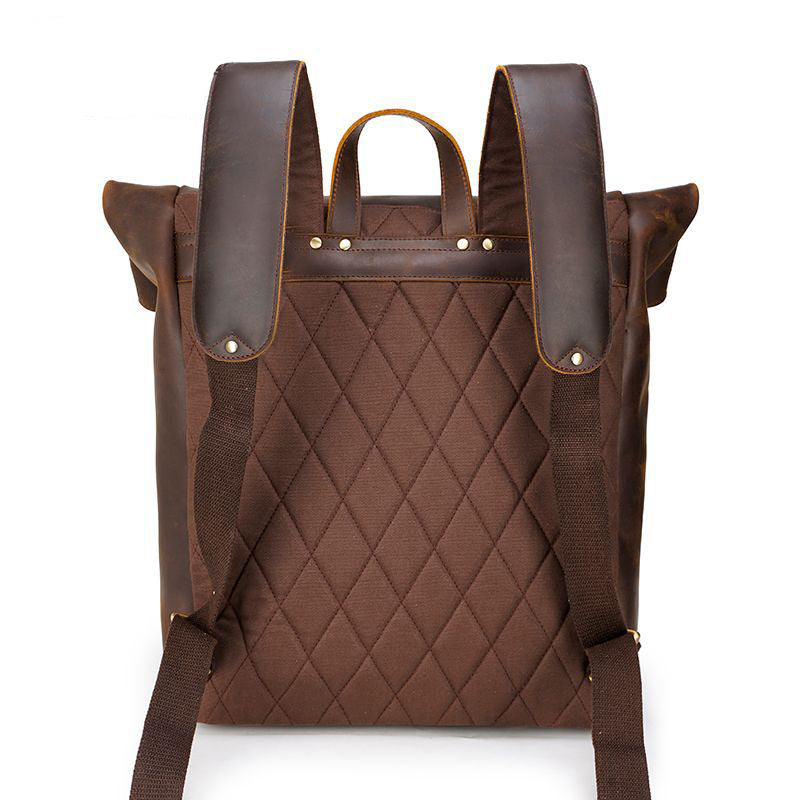 Rolltop Leder Rucksack 20L Indoro – Vintage Echtleder Backpack