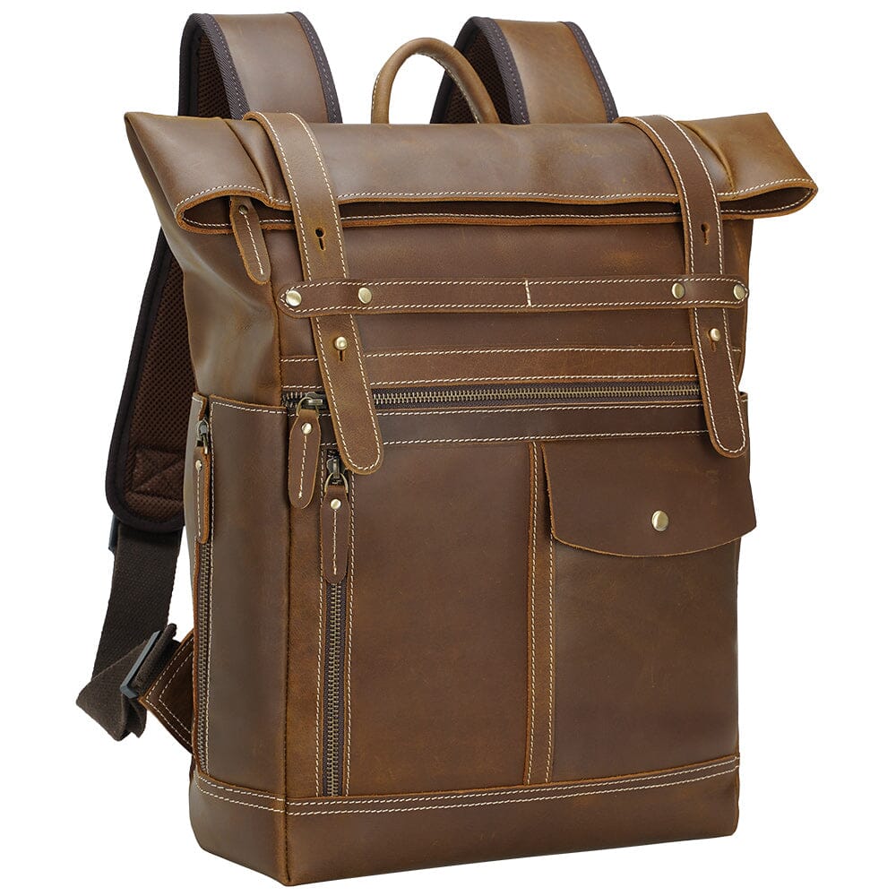 Leder Laptop Rucksack 16,5L Valeron – Business Backpack aus Echtleder