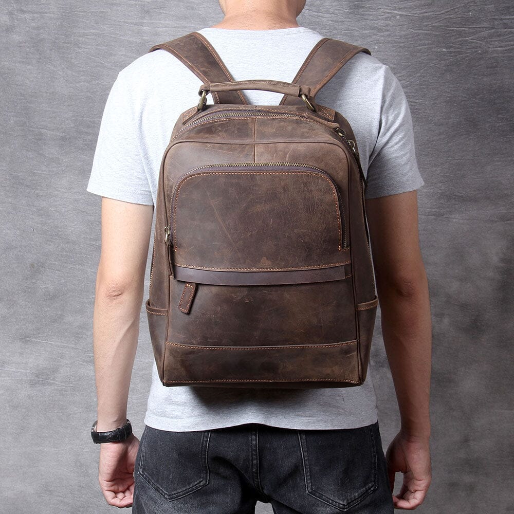 Echter Leder Rucksack 14L Taviro – Vintage Backpack aus Vollleder