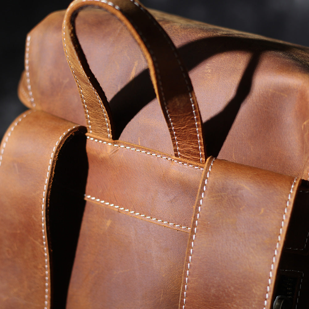 Leder Knapsack Rucksack 19L Kalvenor – Vintage Rucksack aus Leder