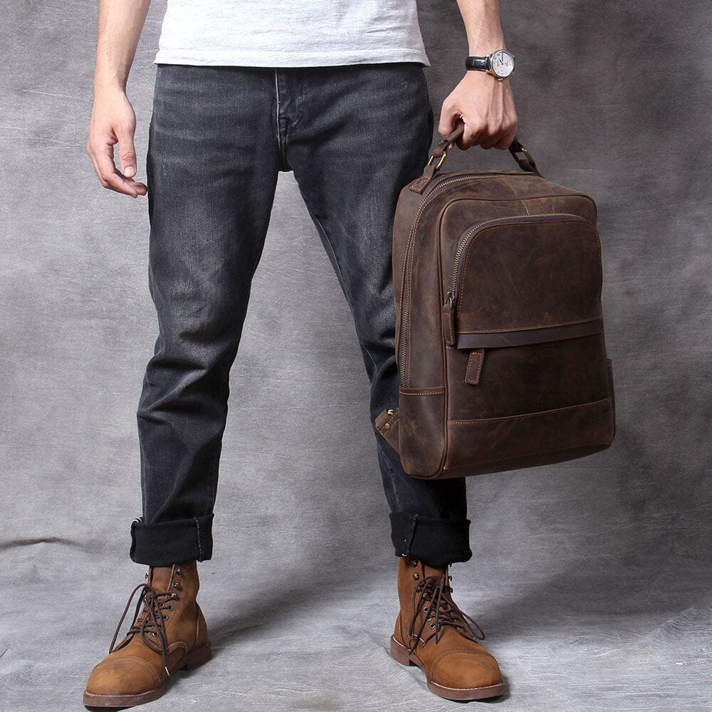 Echter Leder Rucksack 14L Taviro – Vintage Backpack aus Vollleder