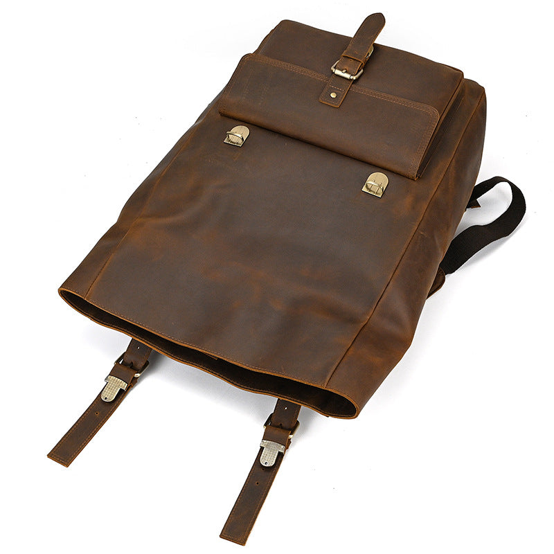 Rolltop Leder Rucksack 20L Indoro – Vintage Echtleder Backpack