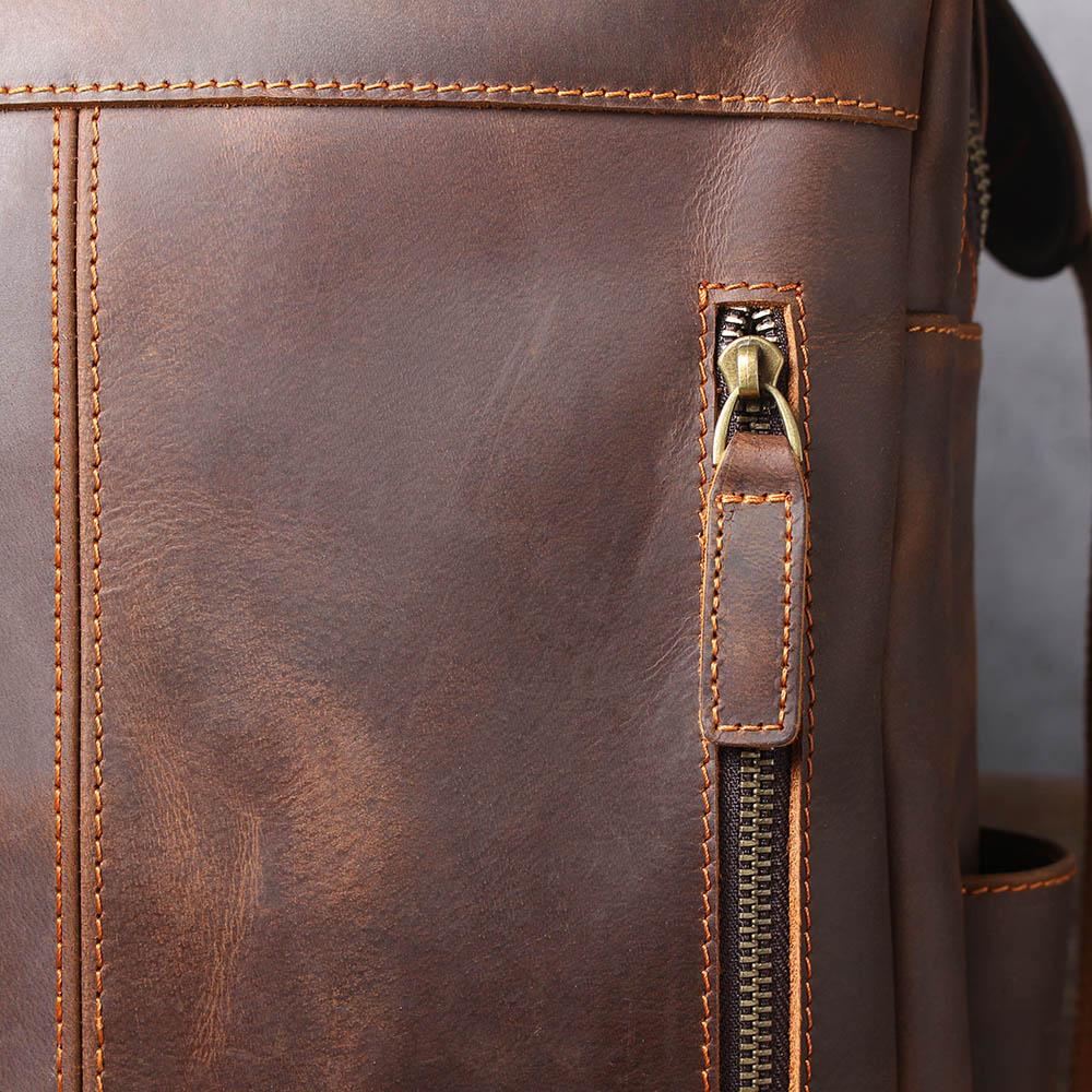 Brown Leather Rucksack BJORVIK 18L – Vintage Lederrucksack Unisex