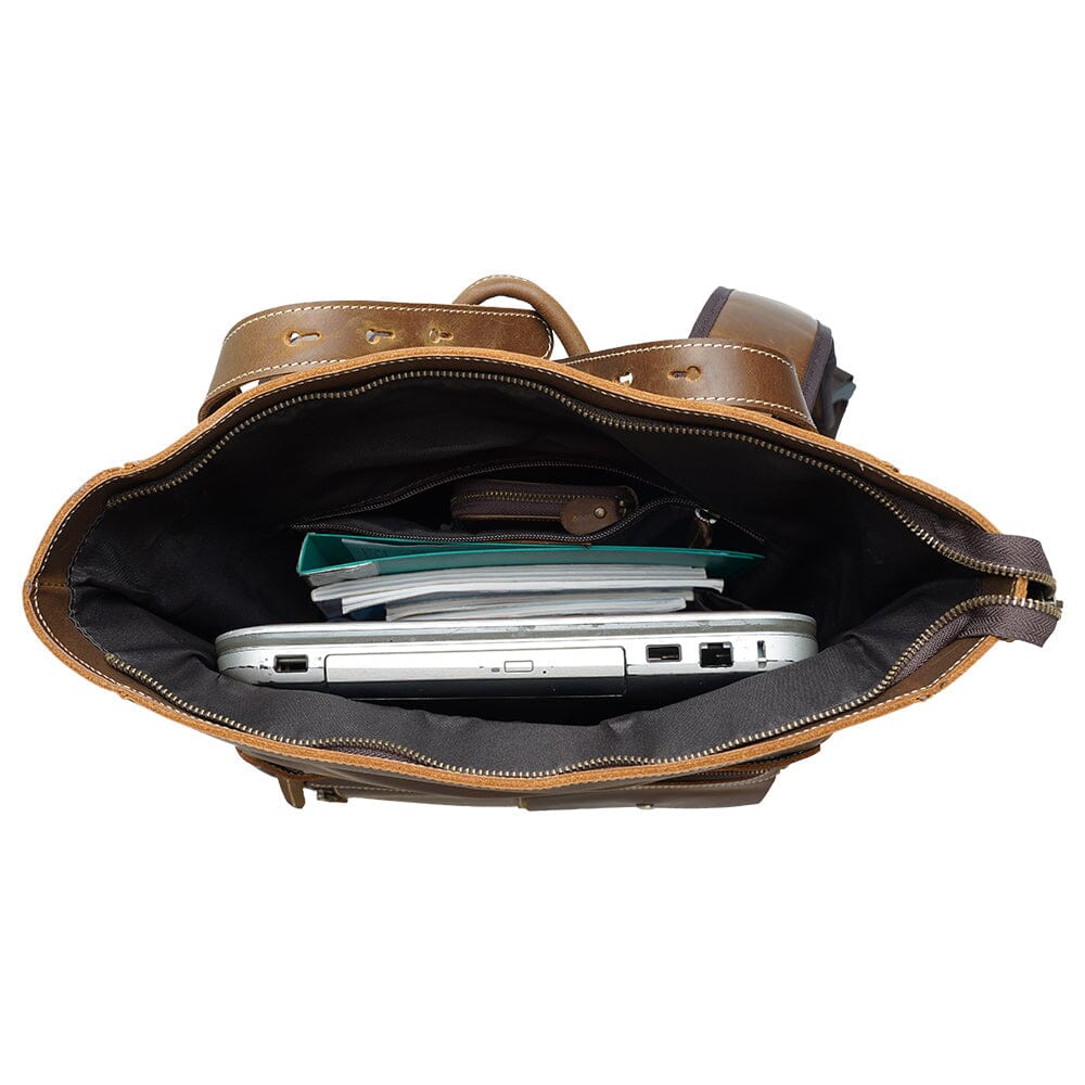 Leder Laptop Rucksack 16,5L Valeron – Business Backpack aus Echtleder