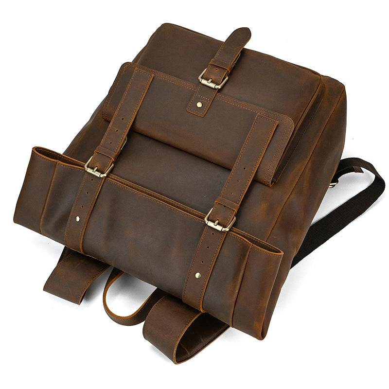 Rolltop Leder Rucksack 20L Indoro – Vintage Echtleder Backpack