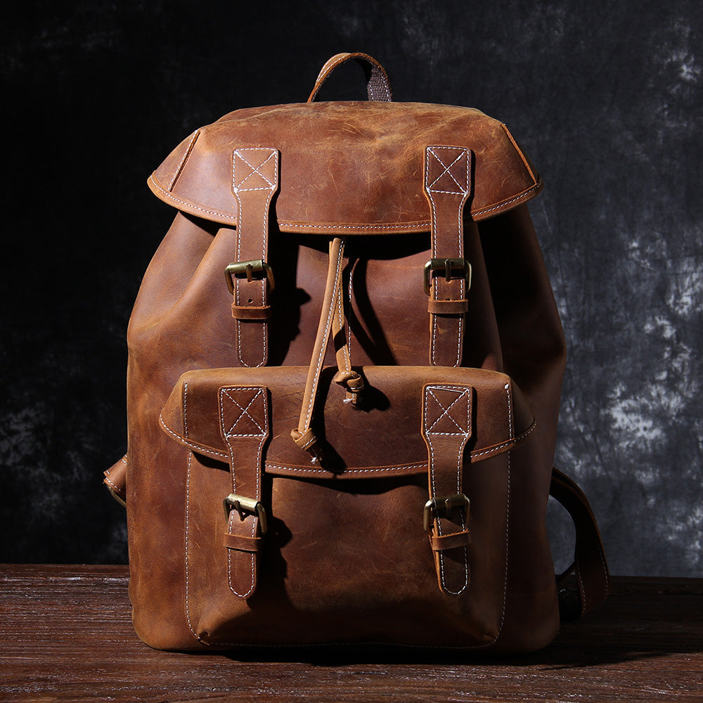 Leder Knapsack Rucksack 19L Kalvenor – Vintage Rucksack aus Leder