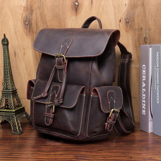 Damen Leder Rucksack 18L Elowen – Vintage Echtleder Backpack