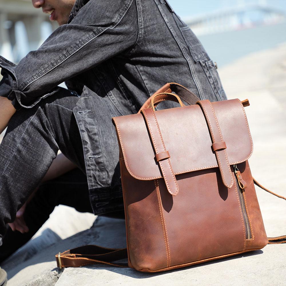 Kleiner Leder Rucksack 10L Ithvara – Vintage Rucksack aus Leder