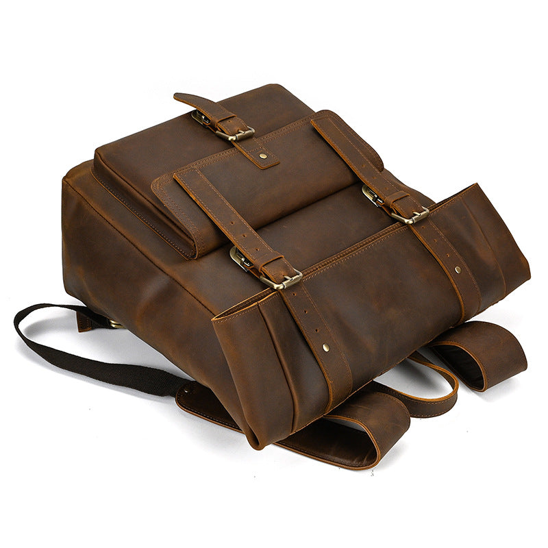 Rolltop Leder Rucksack 20L Indoro – Vintage Echtleder Backpack