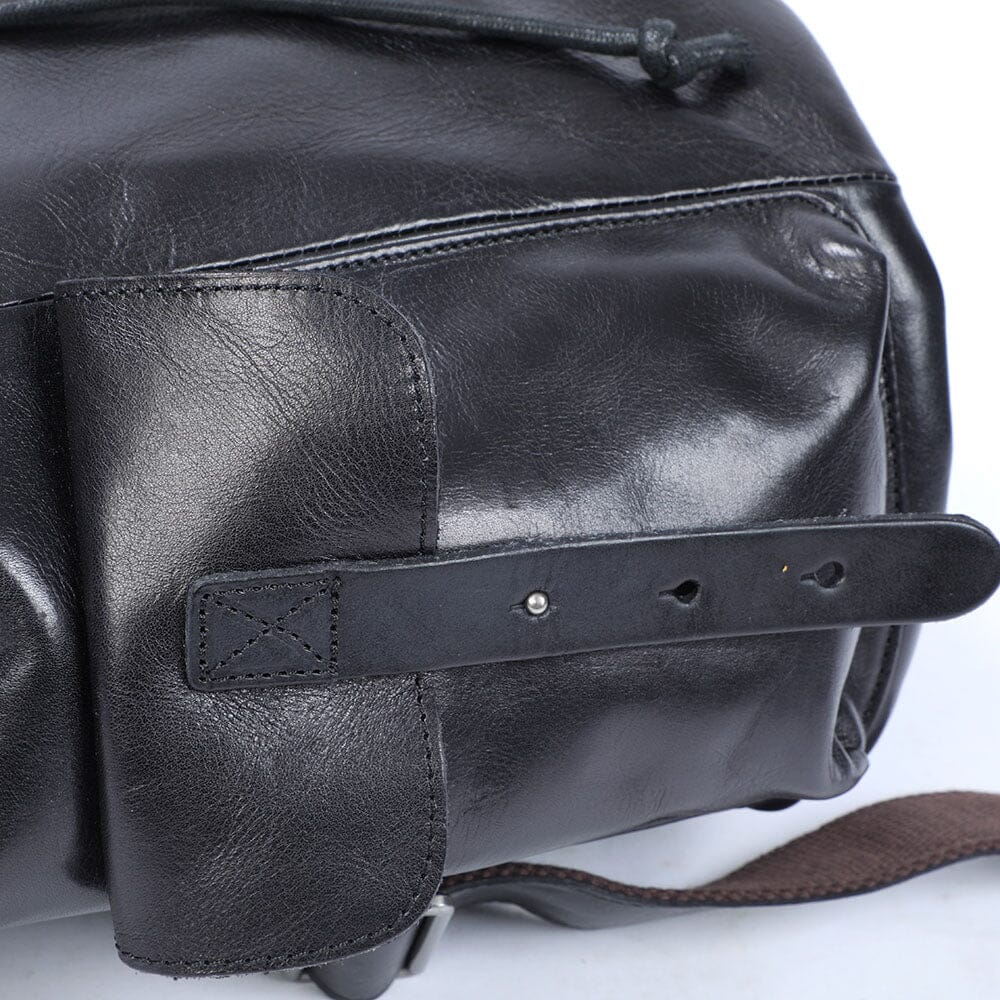 Kleiner schwarzer Leder Rucksack 12L Velaro – Vintage Daypack