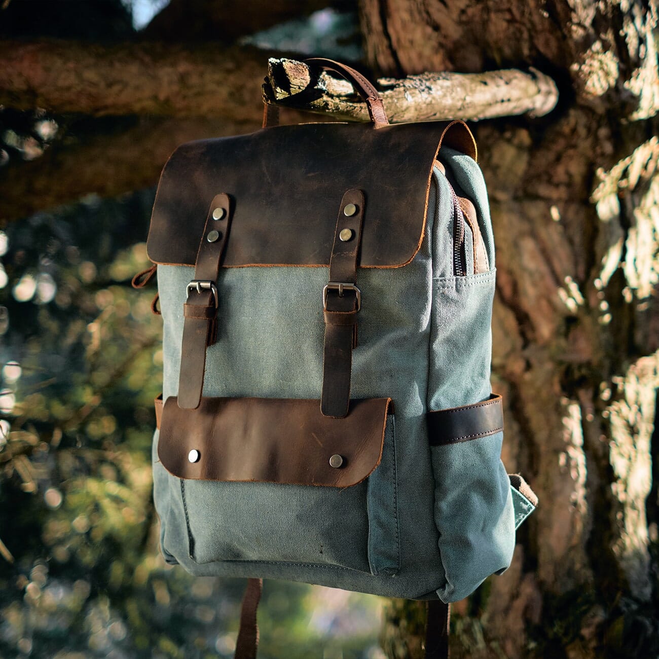 Canvas Tasche Norwegen – Vintage Rucksack für Laptop & Reisen 16L
