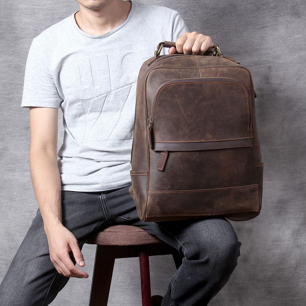 Echter Leder Rucksack 14L Taviro – Vintage Backpack aus Vollleder
