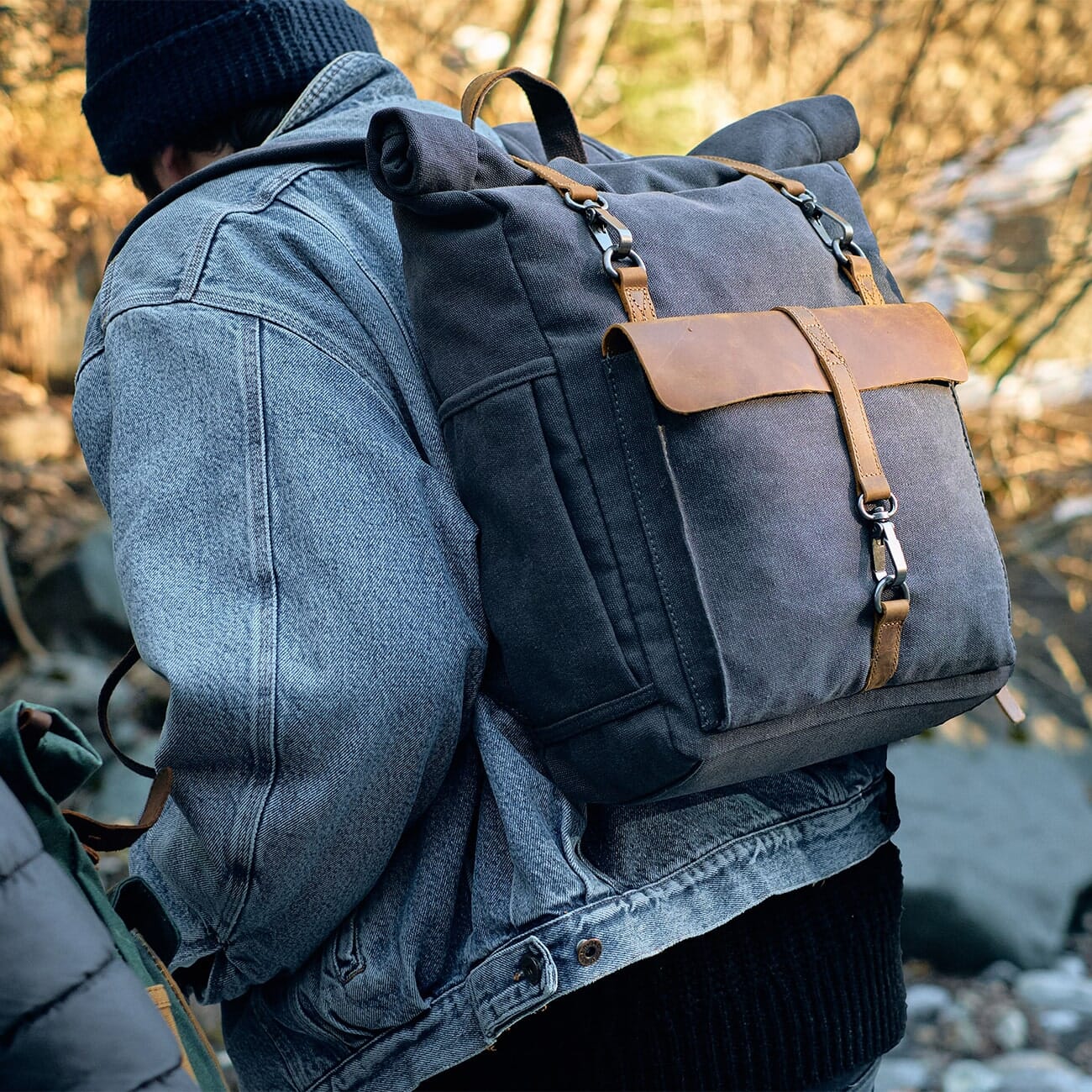 Canvas Tasche Vintage AMSTERDAM – Retro Rucksack mit Laptopfach