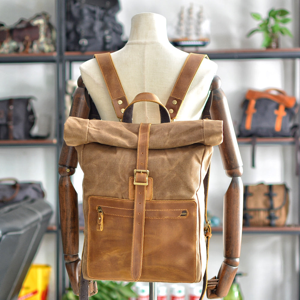Waxed Canvas Rucksack 13L aus Canvas & Leder – Vintage Alltagsrucksack NORDMARK