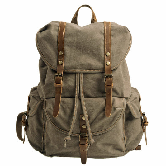 Militär Canvas Rucksack 28L aus Leder & Canvas – Abenteuer Rucksack ROUGEMONT