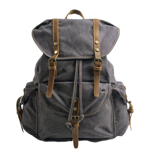 Militär Canvas Rucksack 28L aus Leder & Canvas – Abenteuer Rucksack ROUGEMONT