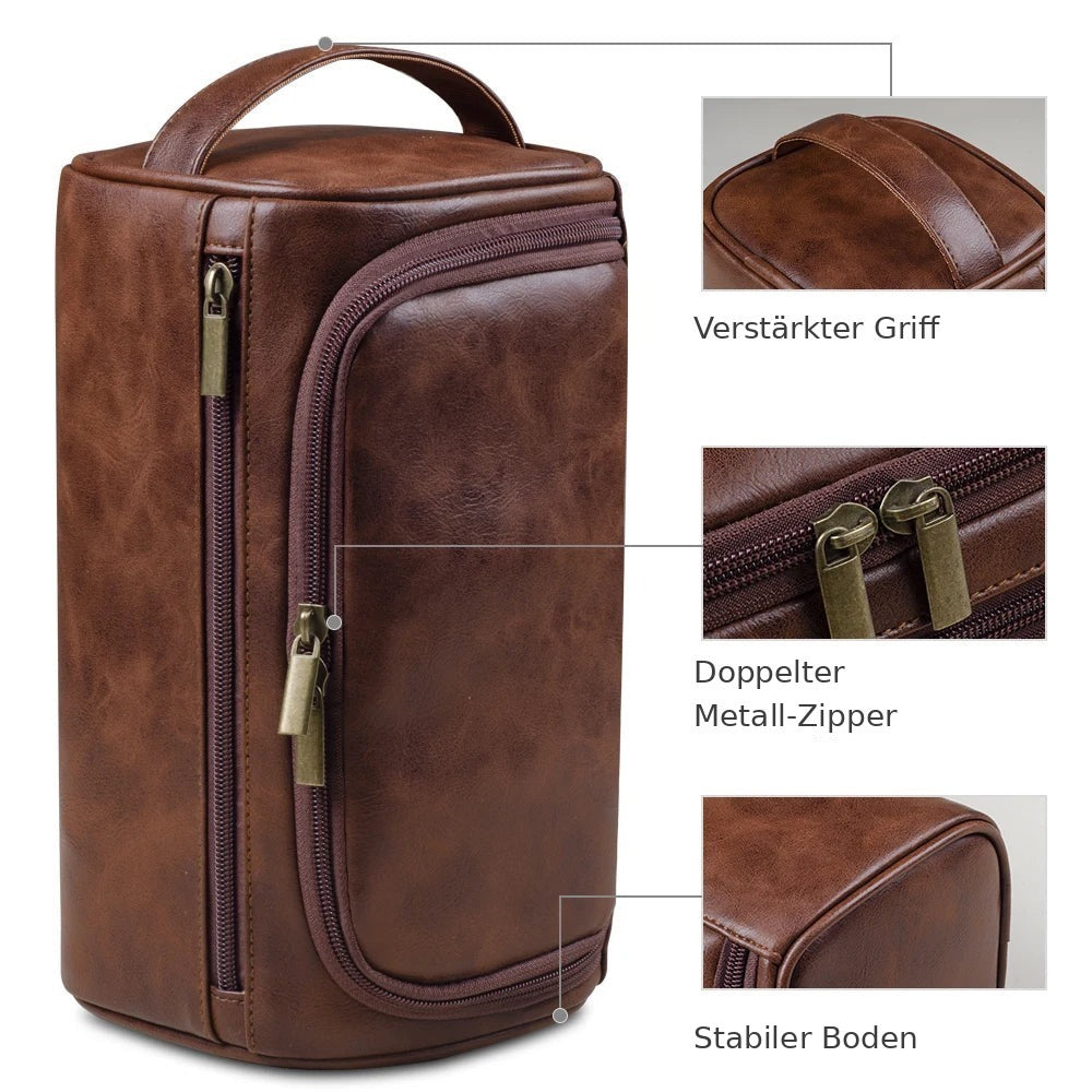 Kulturtasche Leder zum Aufhängen – groß & praktisch