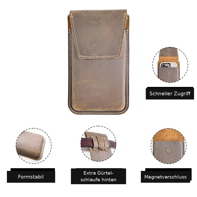 Gürteltasche Herren Leder – Vintage Handytasche XXL