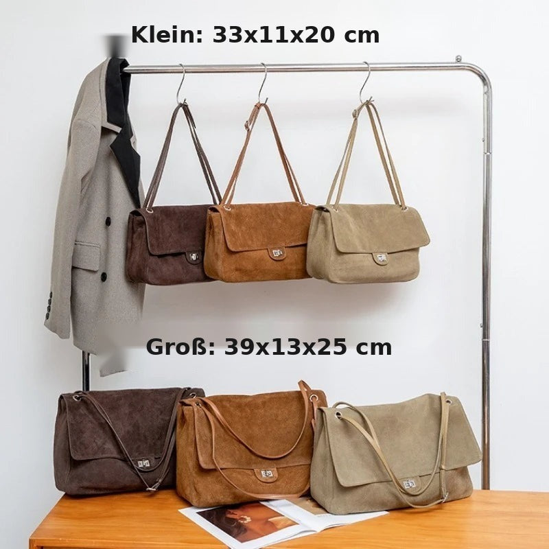 Ledertasche Damen Vintage – Rindsleder matt & Wildleder