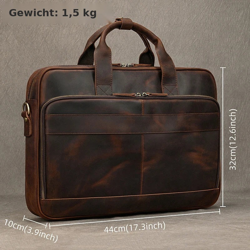 Aktentasche Leder Herren mit Laptopfach 15,6 Zoll braun