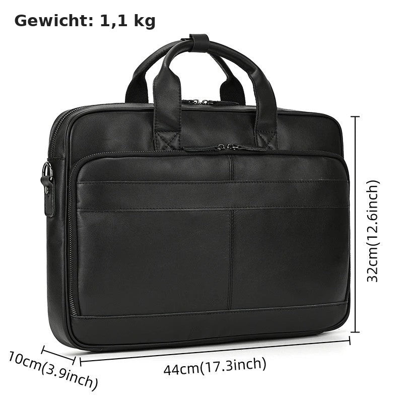 Aktentasche Leder Herren mit Laptopfach  – Schwarz