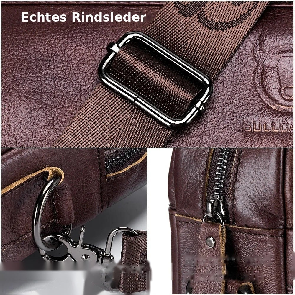 BULLCAPTAIN Aktentasche Leder – Laptop 14 Zoll Business